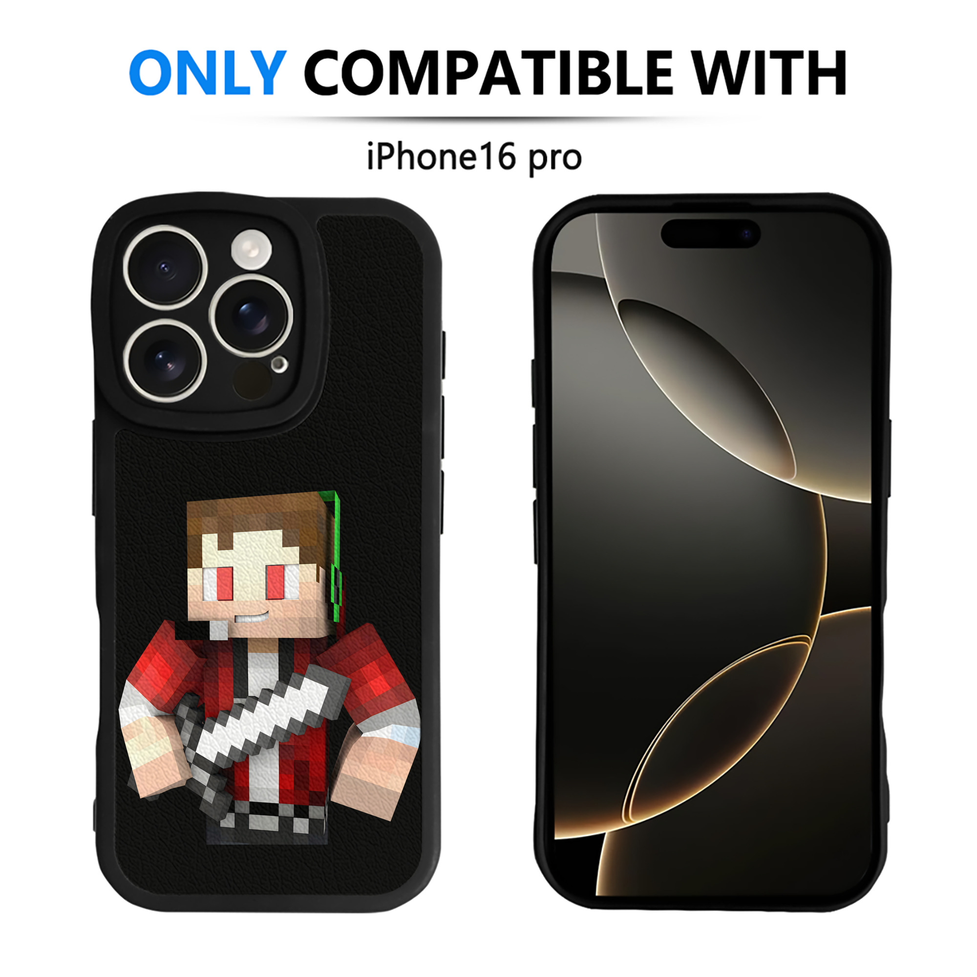 （画像用） マインクラフト ブロックの世界 Minecraft MC Block world 【iPhone 16シリーズ対応】シリコンスマホケース（レザー調） 材質：シリコン